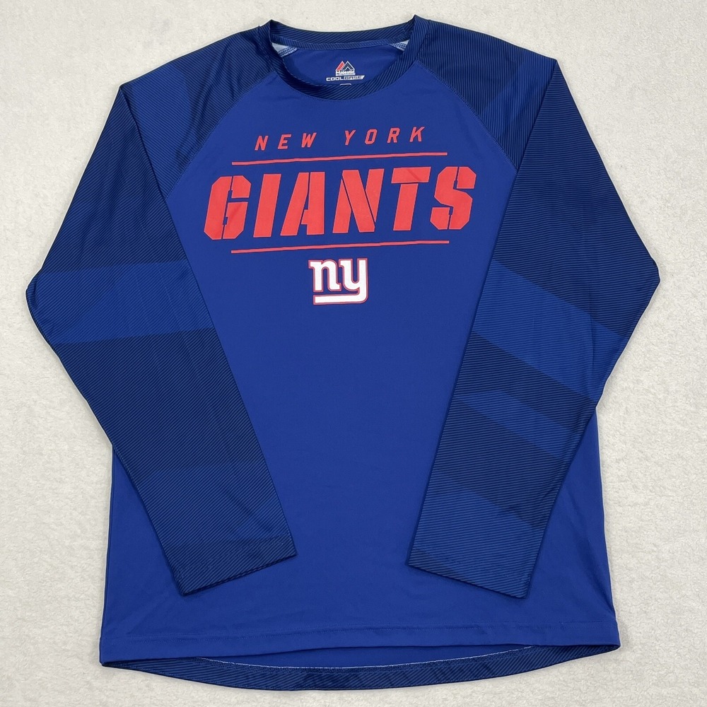 New York Giants Majestic Cool-Base Mens Blue Long Sleeve Shirt XL 100% Polyester